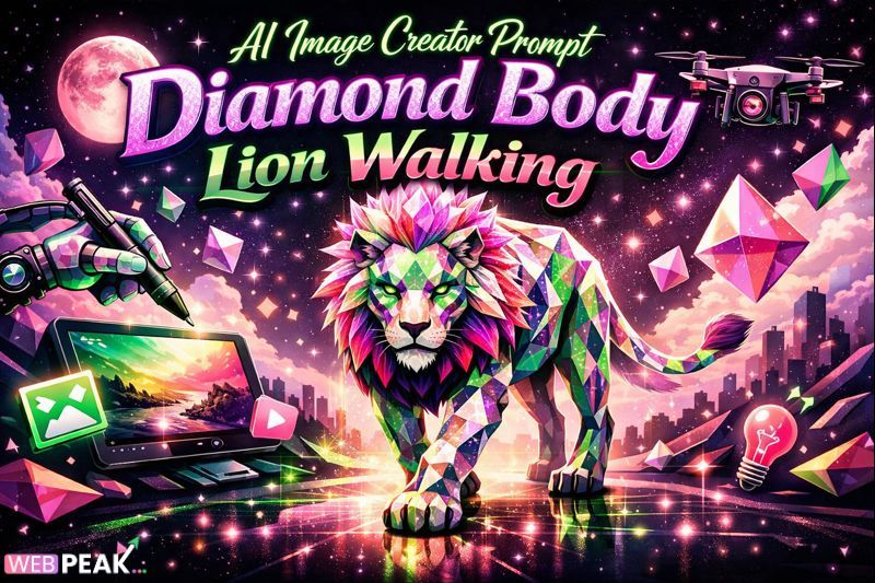 AI Image Creator Prompt Diamond Body Lion Walking