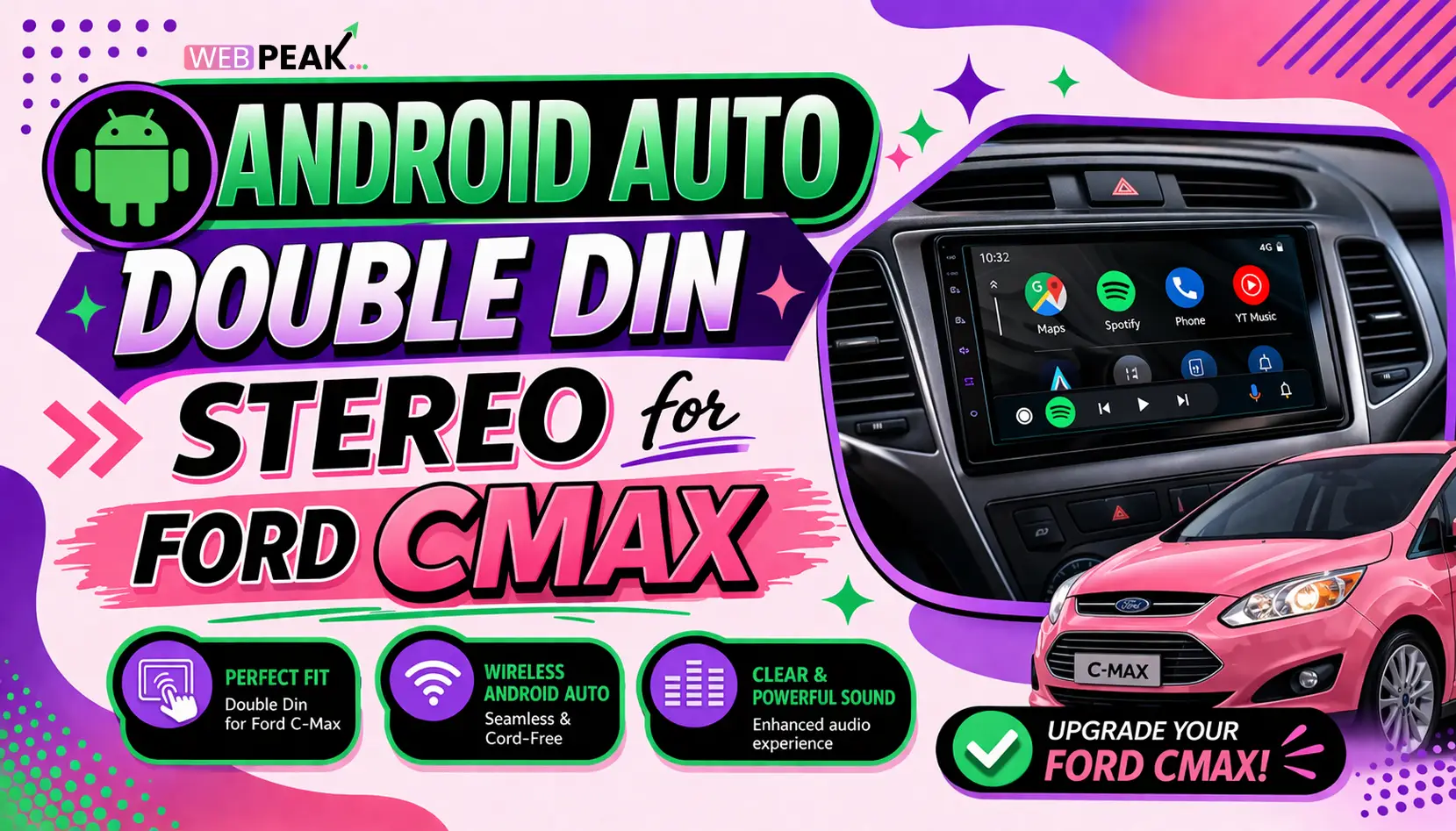 Android Auto Double Din Stereo for Ford Cmax