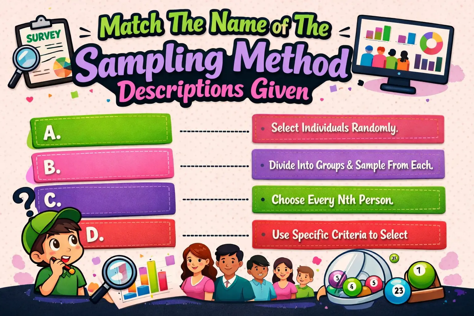 Match The Name of The Sampling Method Descriptions Given.