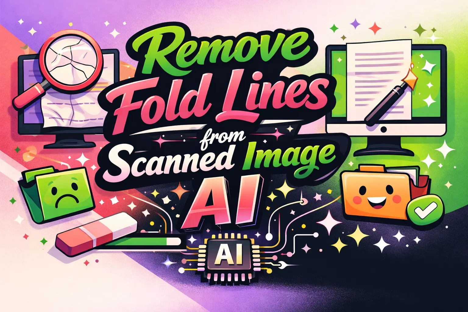 Remove Fold Lines from Scanned Image AI