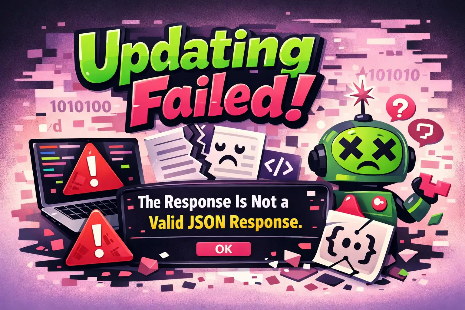 Updating Failed. the Response Is Not a Valid Json Response.
