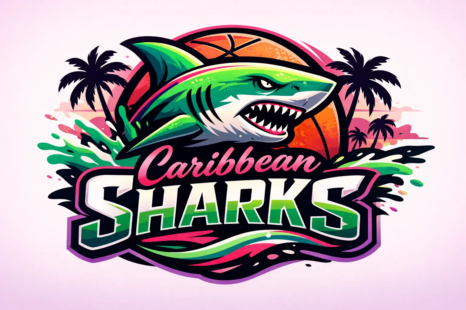 Create A Professional Basketball Team Logo for the 'Caribbean Sharks'