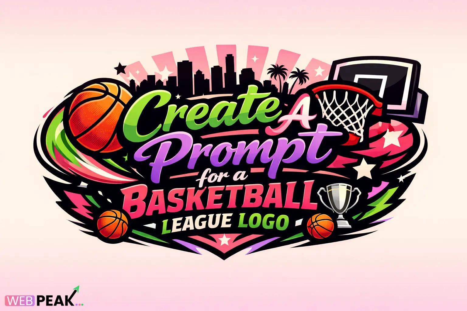 Create A Prompt for a Basketball League Logo