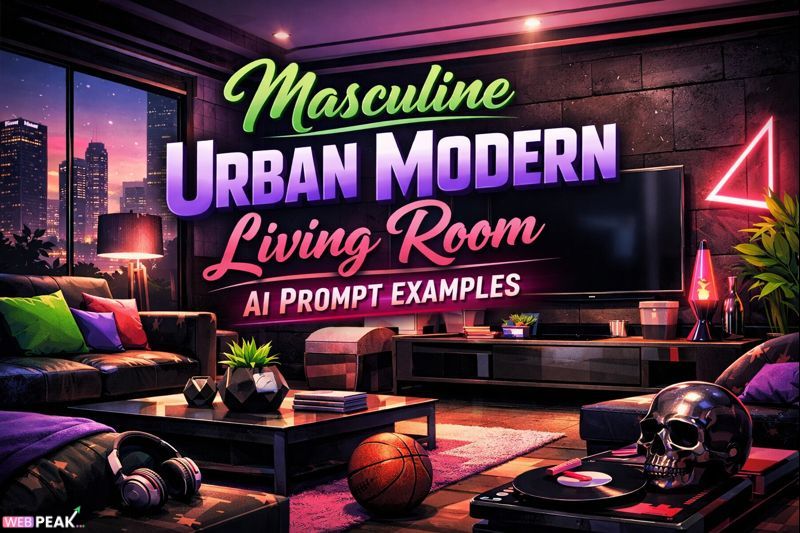 Masculine Urban Modern Living Room AI Prompt Examples