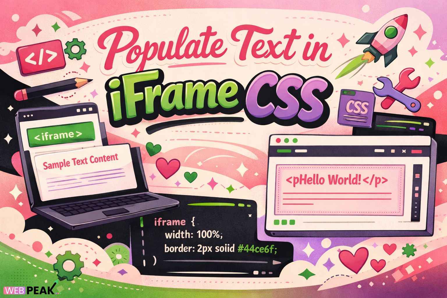 Populate Text in Iframe CSS